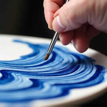 Dettaglio di pittura su ceramica con pigmento blu cobalto